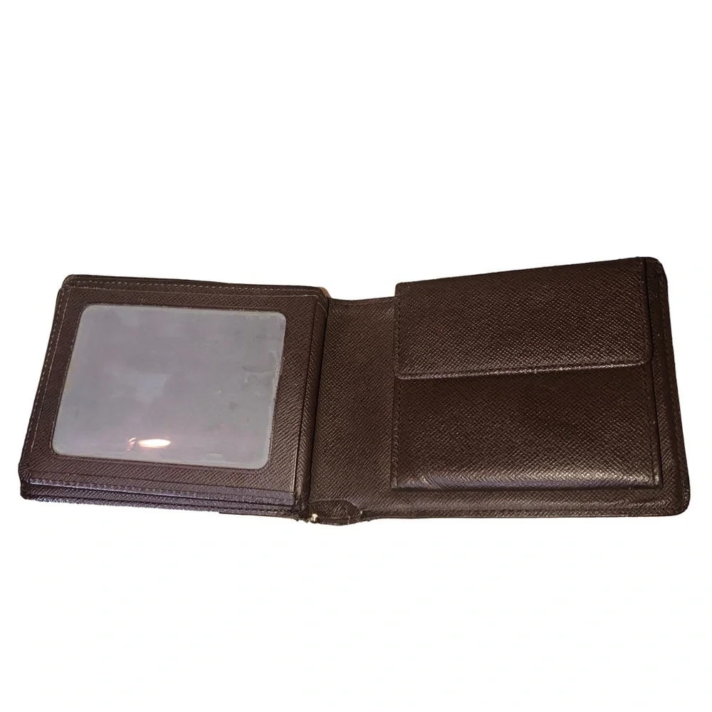 LOUIS VUITTON Damier Ebene Portefeiulle Florin Bifold Brown Wallet w ID Holder